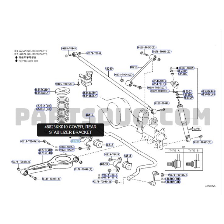 เหล็กรัดยางกันโคลงหลัง Fortuner 2020 GGN120 48824-KK010 แท้เบิก Chiraauto