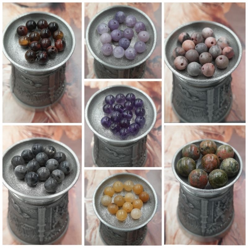 หินนำโชค หินมงคล แบ่งvาย (ราคา/เม็ด) หินเจาะรู พร้อมนำไปร้อยได้เลย ขนาด 6/10มม.