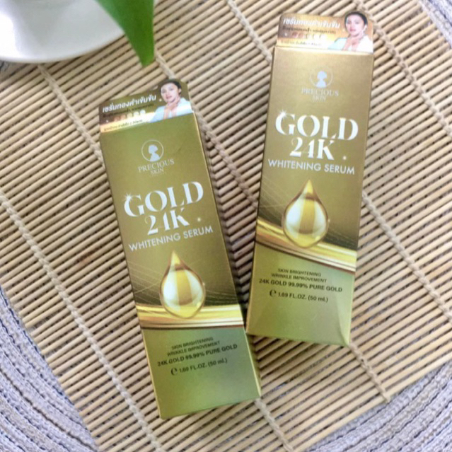 Precious เซรั่มทองคำ24k บำรุงผิวหน้าให้กระจ่างใส ลดเลือริ้วรอย gold whitening serum ขนาด 50 ml