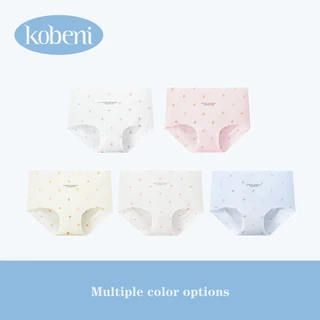⭐KOBENI⭐กางเกงใน กางเกงในไร้ขอบ ลายสตอเบอร์รี่ เอวกลาง ผ้าเรียบนุ่มลื่น ยืดหยุ่นดีมาก ผ้าเย็น Ice Silk สะโพก 31-42นิ้ว
