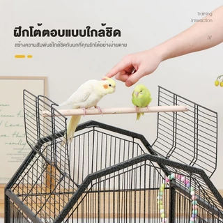 กรงนกวิลล่าระดับสูง พร้อมคอนยืนแบบเปิดด้านบน เหมาะสำหรับบ้าน️ กรงนกมัลติฟังก์ชัน ขนาด 46x46x94cm เคลื่อนที่ได้