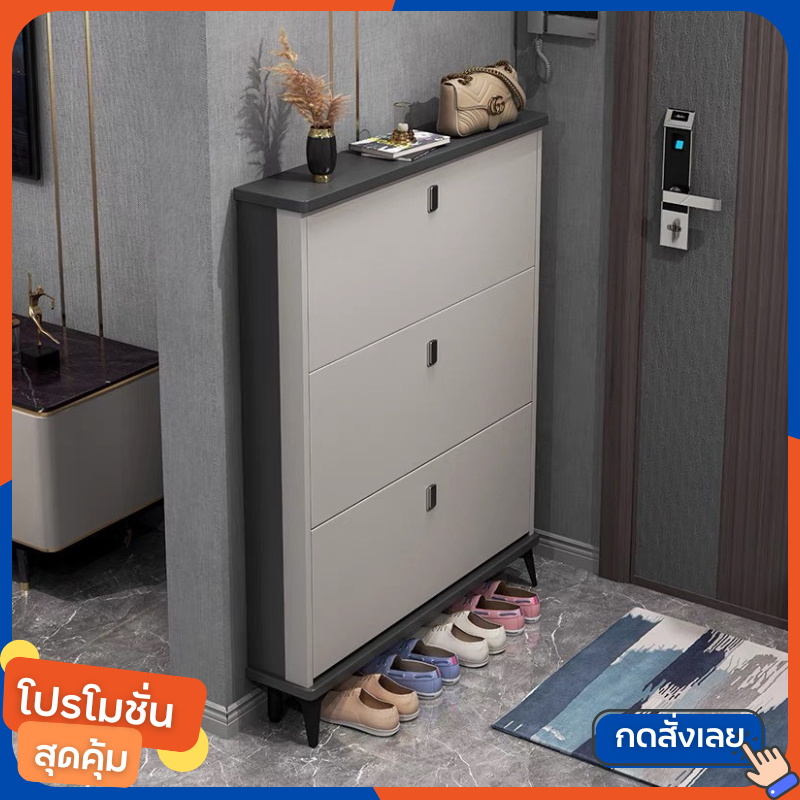ตู้รองเท้า ชั้นวางรองเท้า วัสดุไม้ชั้นดี ดีไซต์สวย ขนาด 100cm วางรองเท้าได้หลายคู่ แข็งแรง ทนทาน