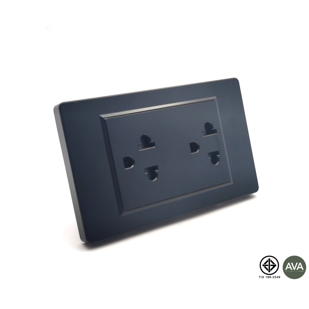 AVA เต้ารับ ปลั๊กไฟ 3 ขาคู่  มาตรฐาน มอก. พร้อม Safety Shutter กันมือแหย่ ประกัน 2 ปี(1ชิ้น/ออเดอร์)