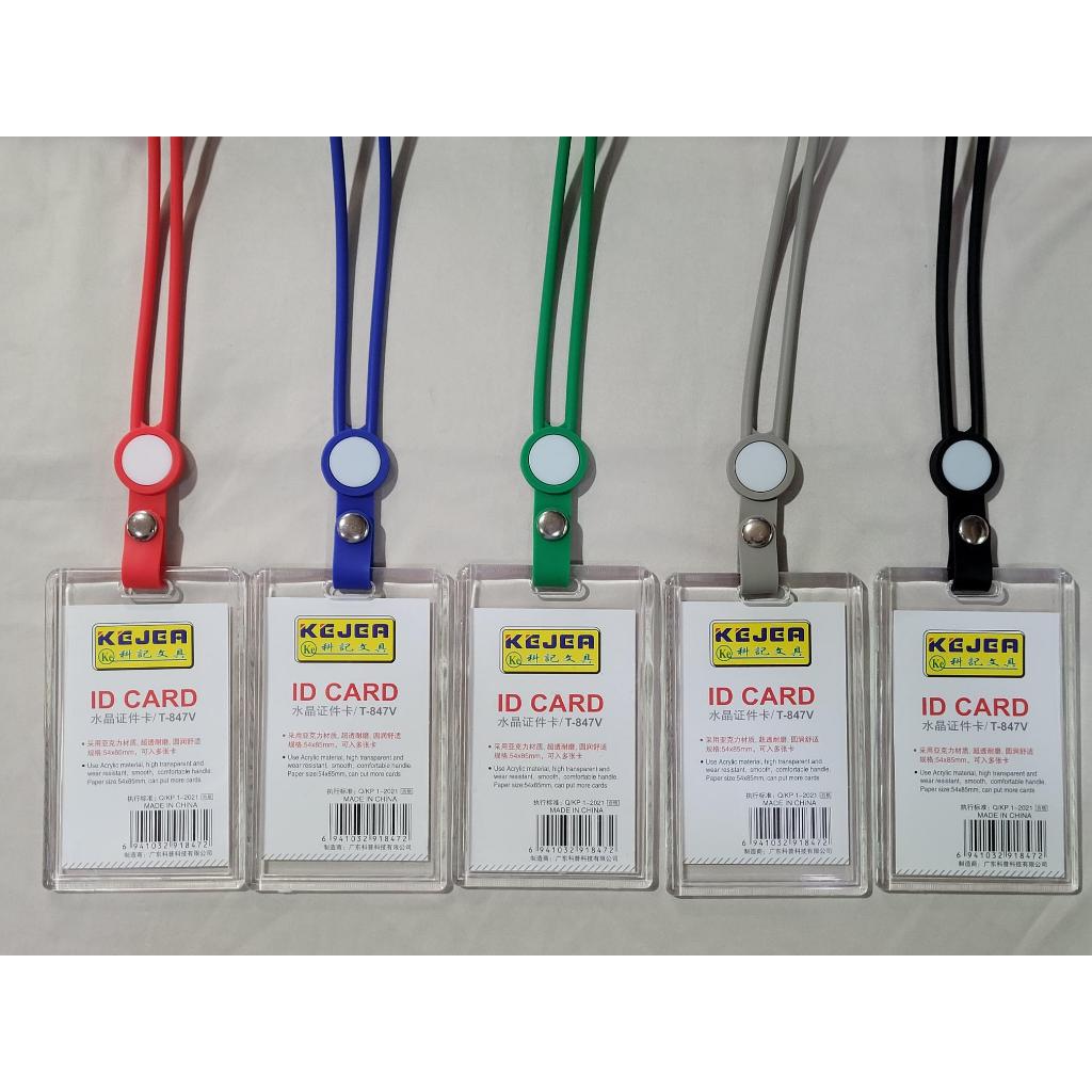 T-847v กรอบพลาสติกใสใส่บัตรพนักงาน แนวตั้ง กรอบใสใส่บัตรนักเรียน พร้อมสายคล้องบัตรซิลิโคน (แพ็ค 1 ชุด)