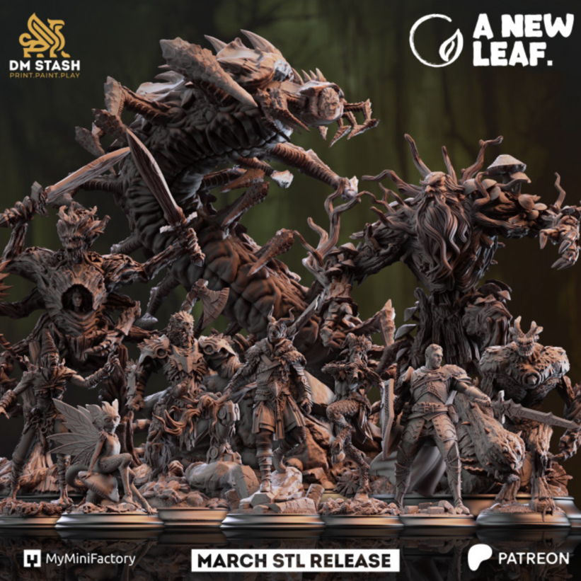 DnD Miniature I ชุดฤดูป่าผลิใบ I โมเดลสำหรับเล่นบอร์ดเกม (งานเรซิ่นสีเทา ยังไม่ลงสี) ขนาดฐาน 1-2 นิ้ว