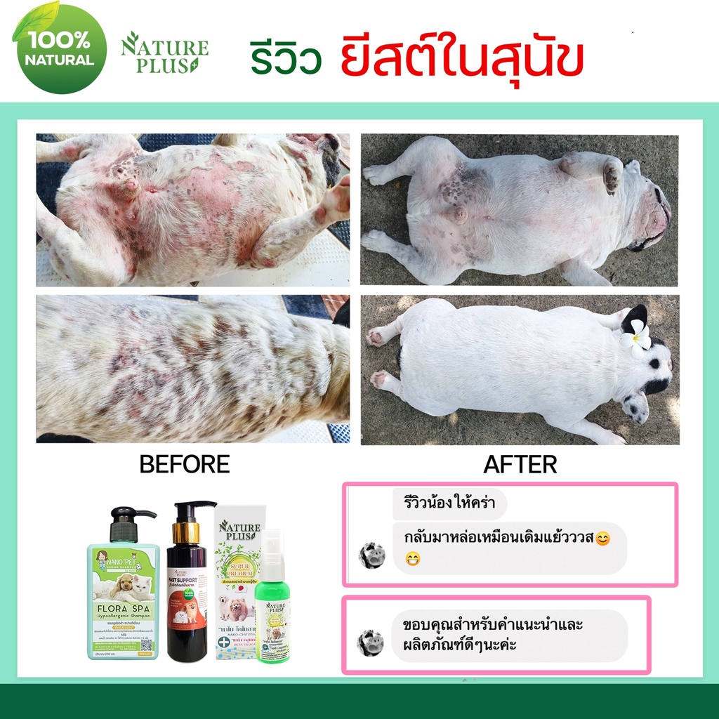 แชมพู (ขายดีมาก)  Nano Pet สูตร Flora Spa ผิวหนัง คัน ขนร่วง สำหรับน้องหมาแมวที่มีผิวแพ้ง่าย