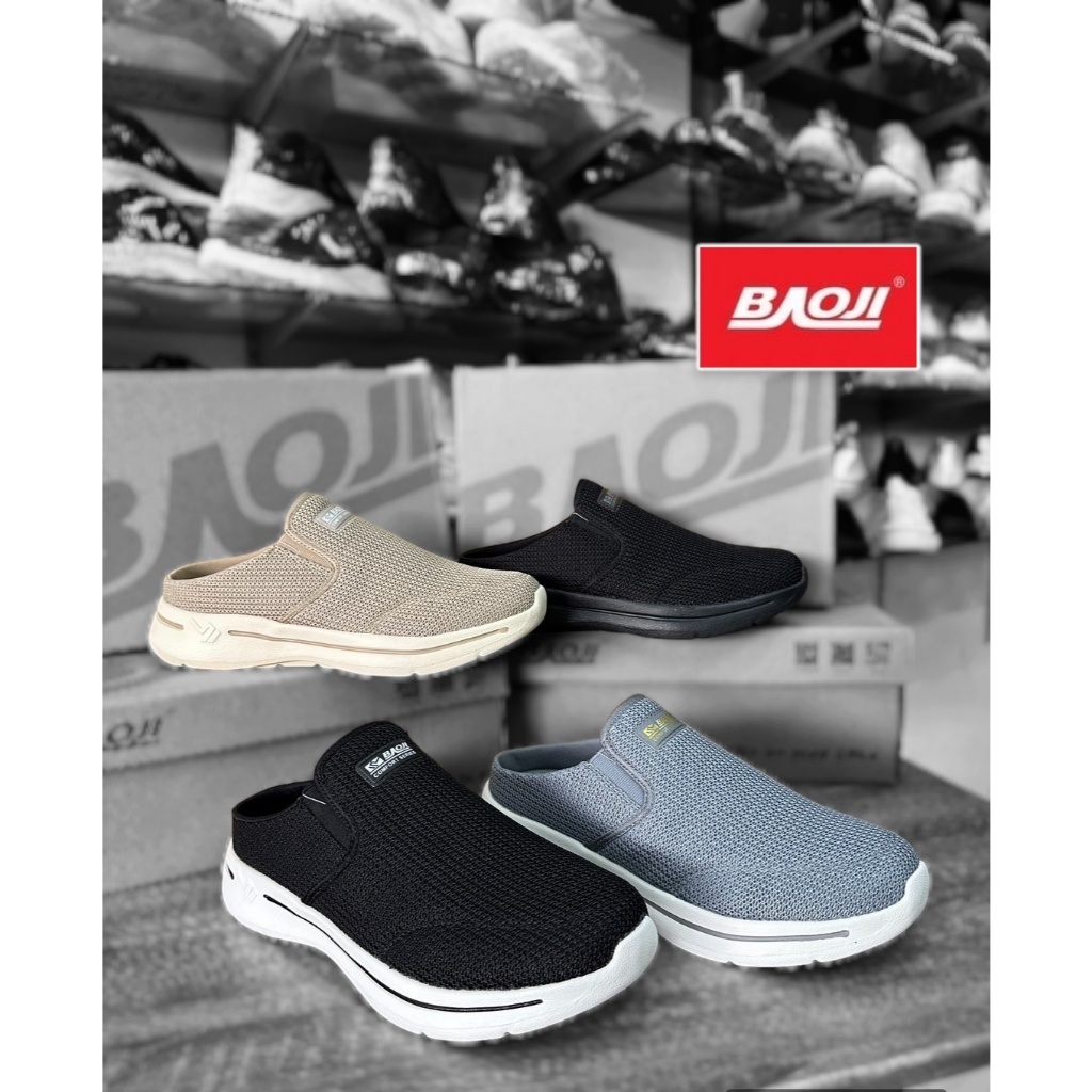 👟Baoji  รองเท้าสวมผู้ชาย เปิดส้น งานดี ใส่นิ่มสบายเท้า ไซส์41-45 รุ่น BJM735