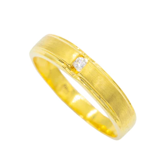 Happy Jewelry แหวนเม็ดเดี่ยว ใส่ได้ทั้ง ชาย หญิง แหวนเพชร แหวนทองเพชรแท้ ทองแท้ 37.5% ME631