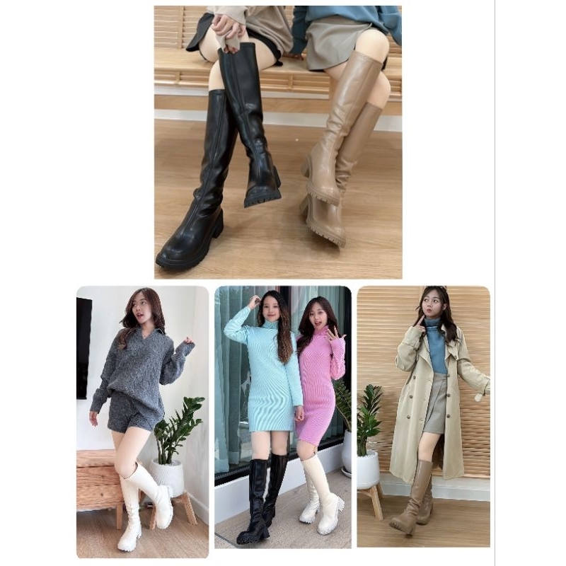 รองเท้าบูทยาวบุขนสั้น BL1ผลิตจากหนังPU แบบHigh Qualityเทียบเท่าหนังแท้ นิ่ม ใส่สบาย กันน้ำ กันหิมะ เดินบนหิมะได้