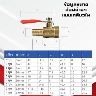 (A07)บอลวาล์วทองเหลือง เกลียวนอก/เกลียวใน ขนาด 1หุน-4หุน(1/4-1/2) บอลวาล์วเล็กแบบหางปลาเสียบสาย