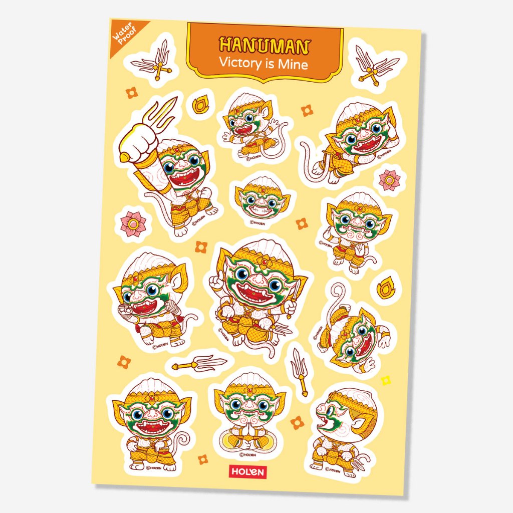 Waterproof Ramakien Sticker - Hanuman Victory is Mine - สติ๊กเกอร์รามเกียรติ์กันน้ำ หนุมาน ชัยชนะเป็นของเรา