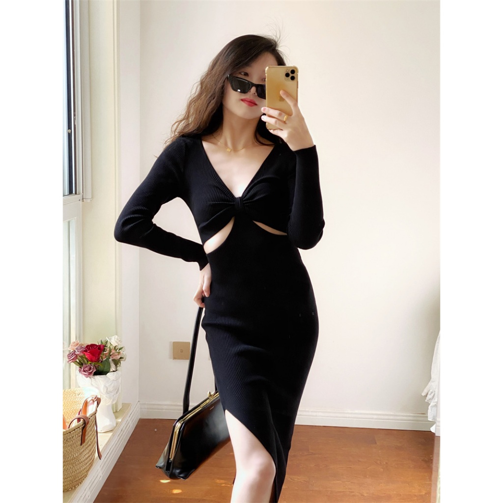 Arya Cut Out knitt maxi dress เดรสยาว ผูกอก เว้าเอว สไตล์ฝรั่ง _Gioia.991 #gii410