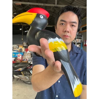 นกเกาะกระถาง จัมโบ้(25CM) ลายนกเงือก สีดำ เกาะต้นไม้ ตุ๊กตาสวน งานดี วาดสวย ใช้ตกแต่งสวน ตกแต่งบ้าน ตุ๊กตกเซรามิกแต่งสวน