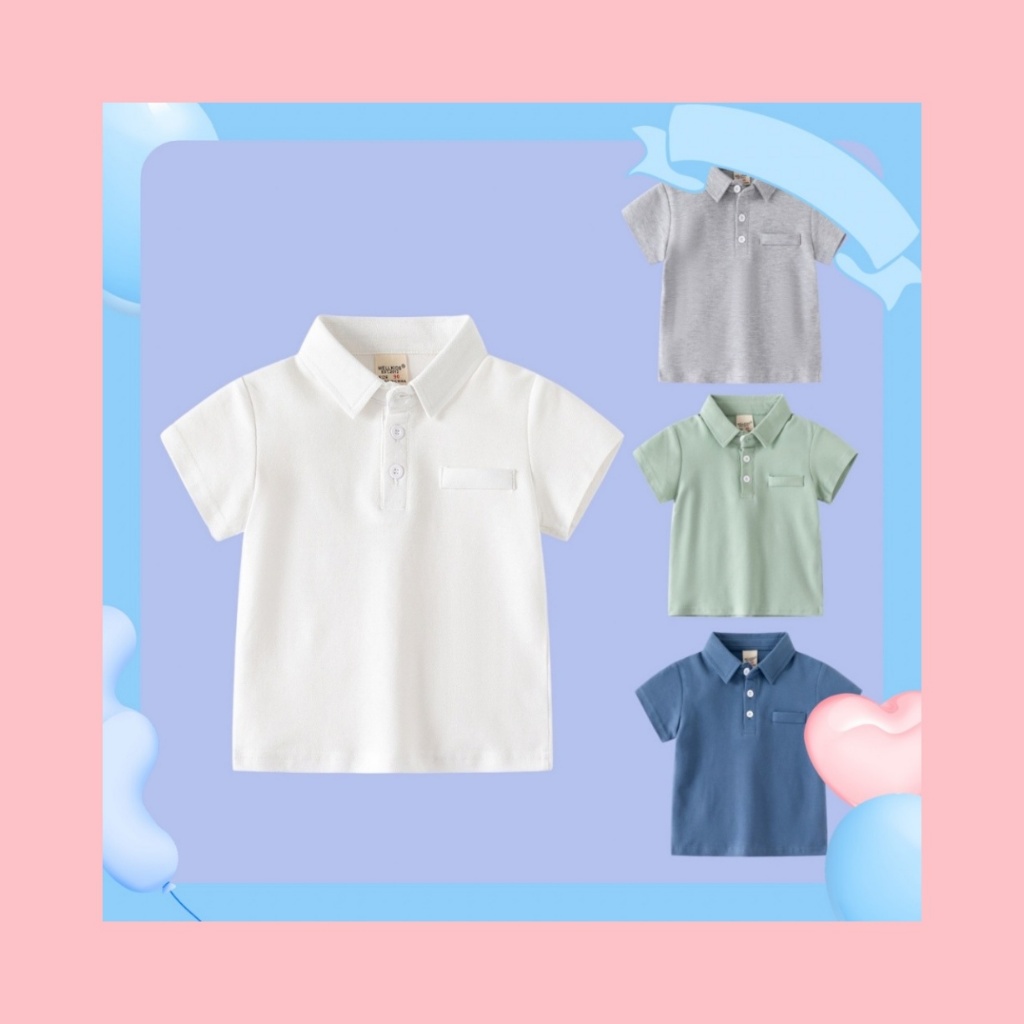 เสื้อแฟชั่นวัยรุ่น เสื้อคอปกสีพื้น ใส่ได้ทั้งเด็กชายและหญิง สำหรับอายุ2-12ปี