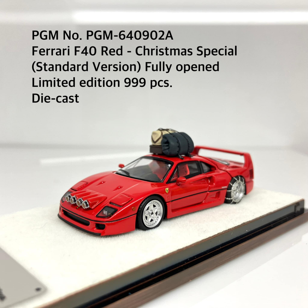 PGM 📌No. 640902A 📌 Ferrari F40 Red fully opened Christmas Special (Standard Rectaugle Stand Version)