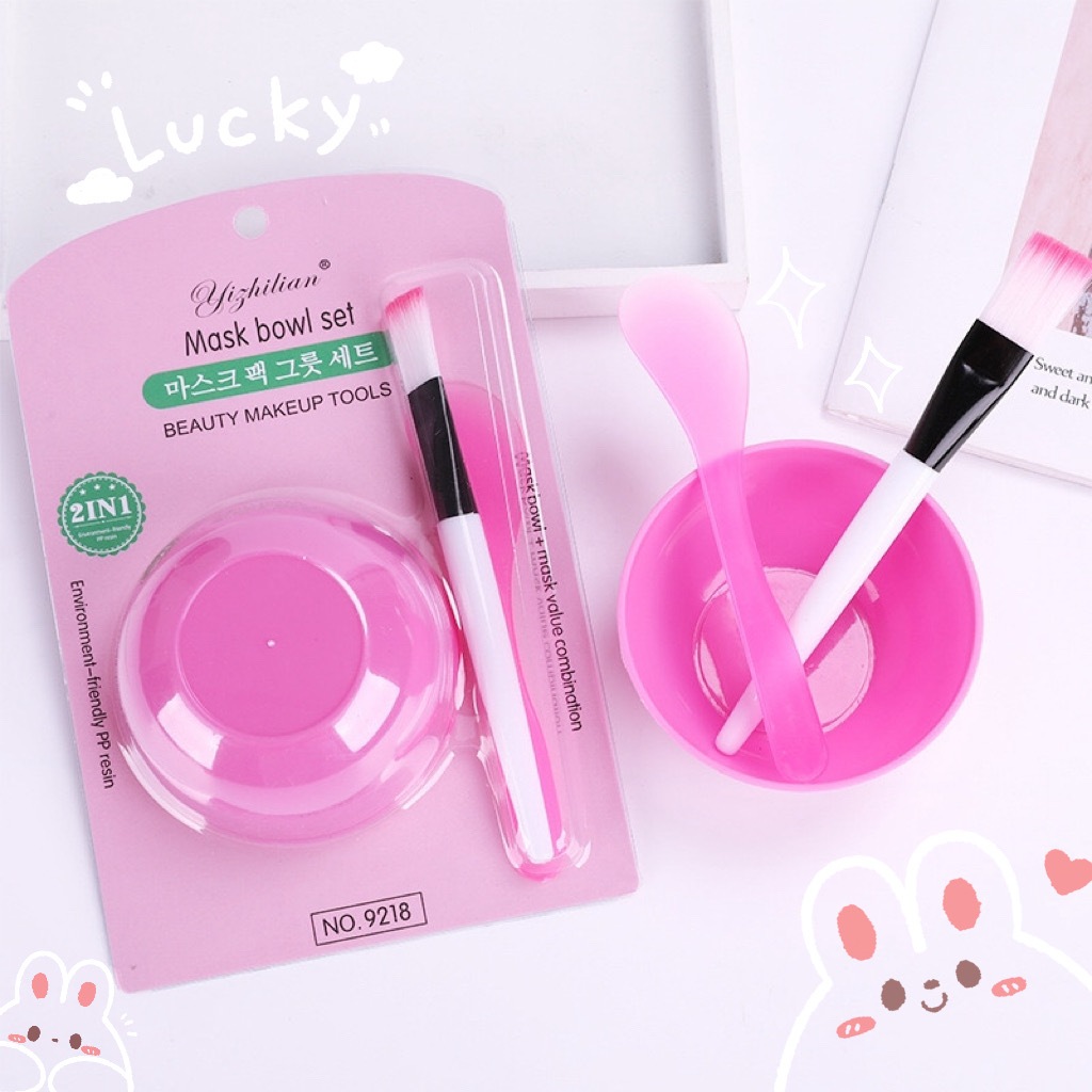 ชุดอุปกรณ์มาส์กหน้า 3in1 ชุดชามผสมมาสก์หน้า พร้อมแปรง และ ไม้พาย