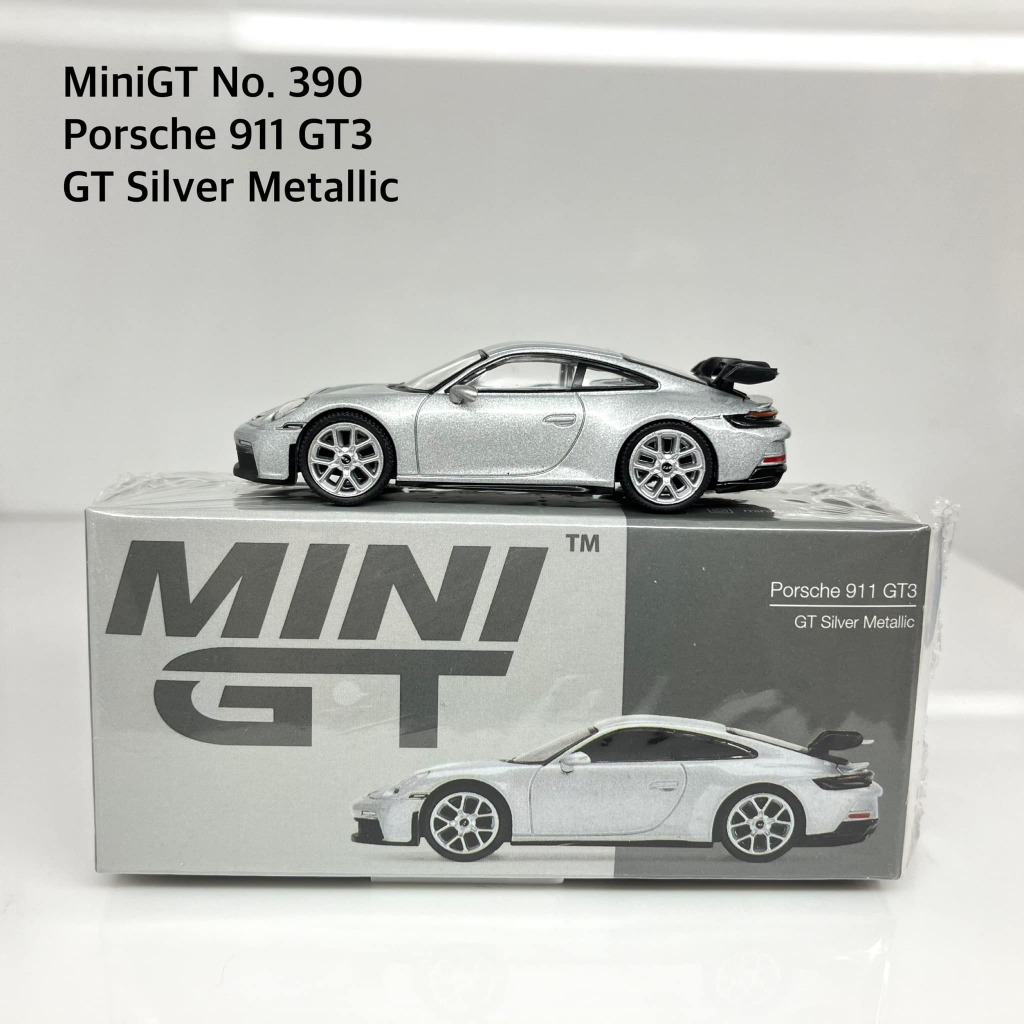 MiniGT 📌No. 390 📌 Porsche 911 (992) GT3 GT Silver Metallic