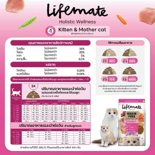 Lifemate Grain Free Kitten&Mother อาหารสูตรแม่แมวและลูกแมวขนาด 1.1kg และ 2.5kg