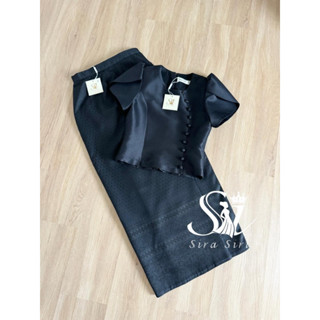 พร้อมส่ง✅📍มีส่งด่วน ส่งทันที📍ชุดไทยสีดำ ผ้าถุงสีดำ เสื้อไหมอ…