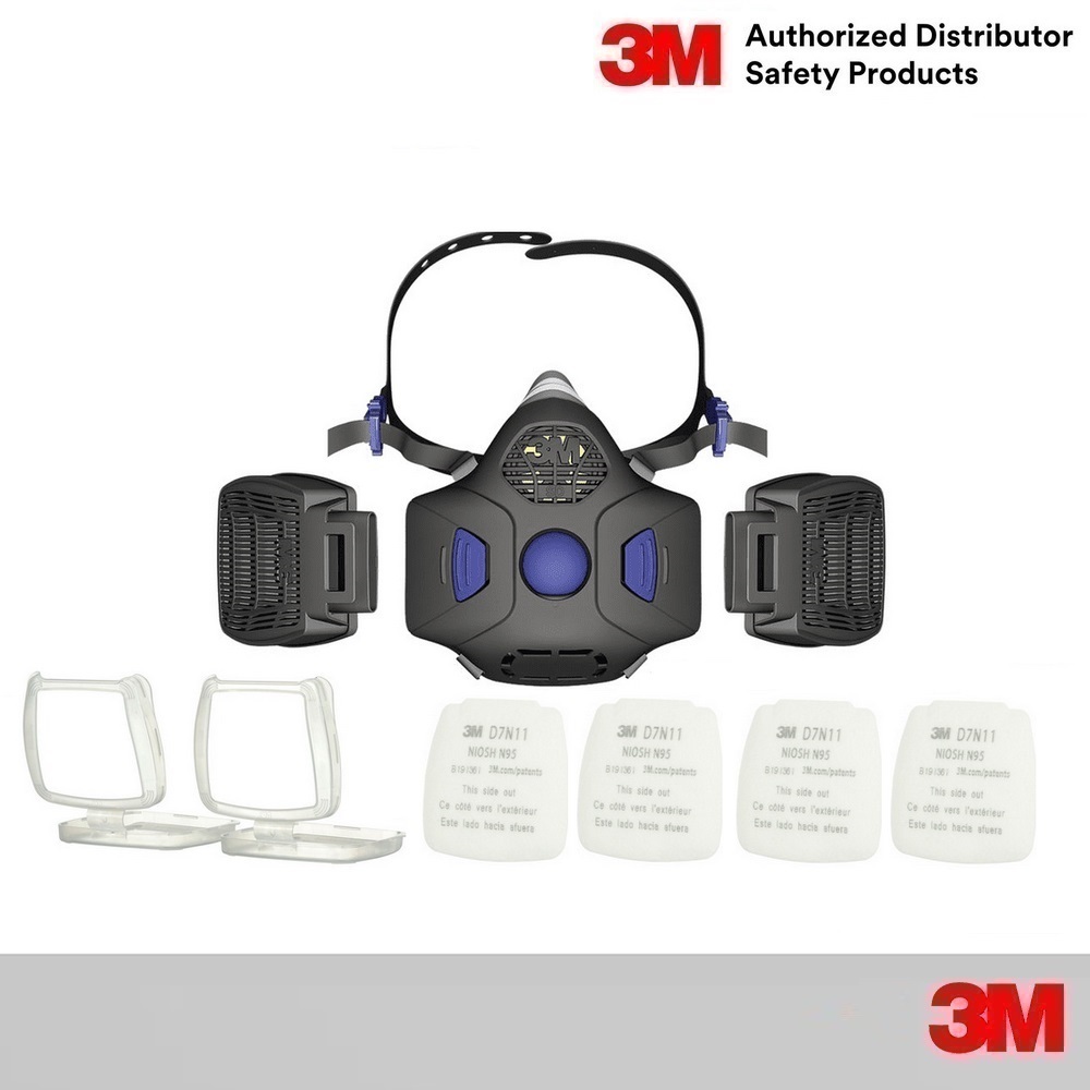 หน้ากากตลับกรองคู่ ครบชุด 3M HF-802SD (Medium) HF-803SD(Large) Half Face Mask ฝาครอบ D701x2, แผ่นกรอ