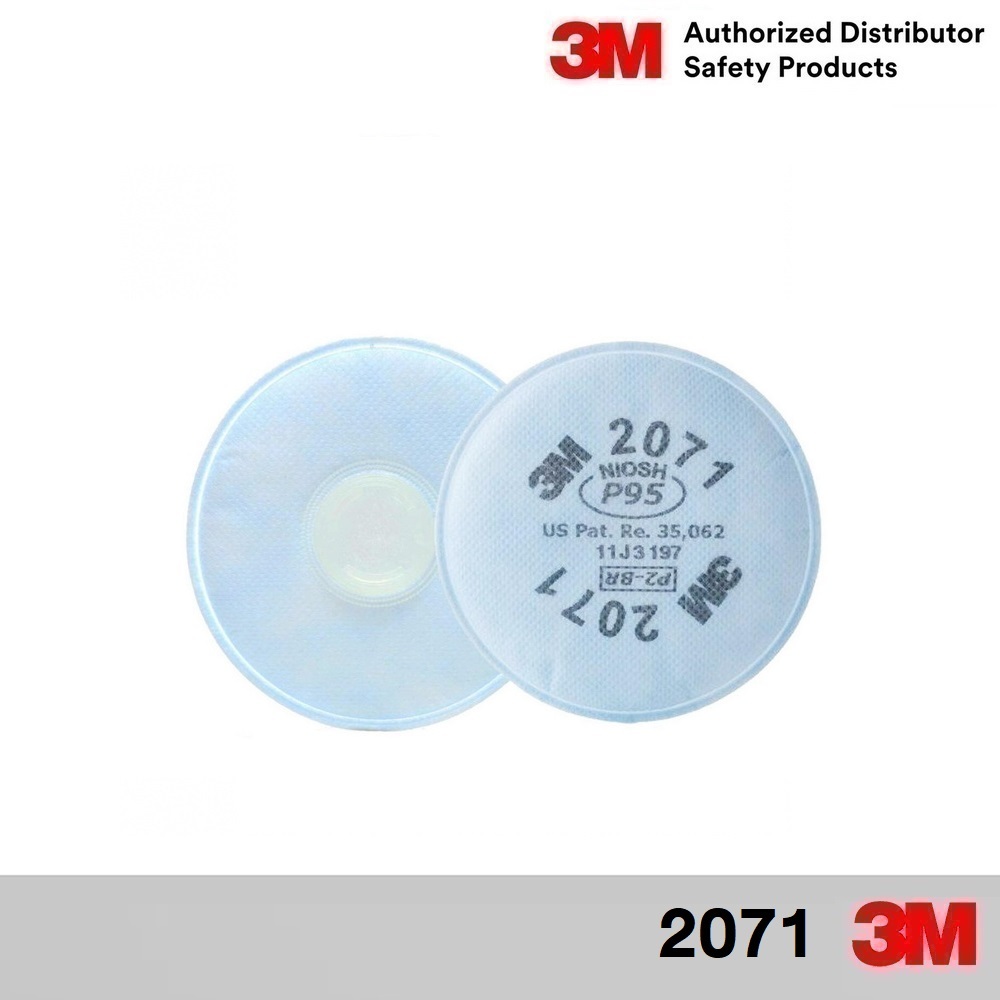 3M 2071 P95 แผ่นกรองฝุ่นละออง ขาว (แพ็ค2ชิ้น) P95 Filter/ Suitable for Woodworking/ Fit with 3M 6000