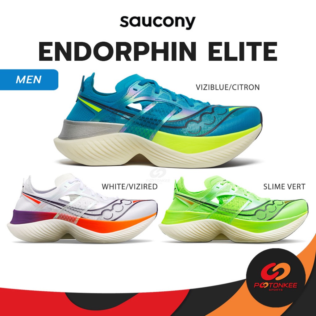 Pootonkee Sports SAUCONY Endorphin ELITE Men รองเท้าวิ่ง สำหรับแข่งขันตัวท็อป SLOTTED CARBON PLATE