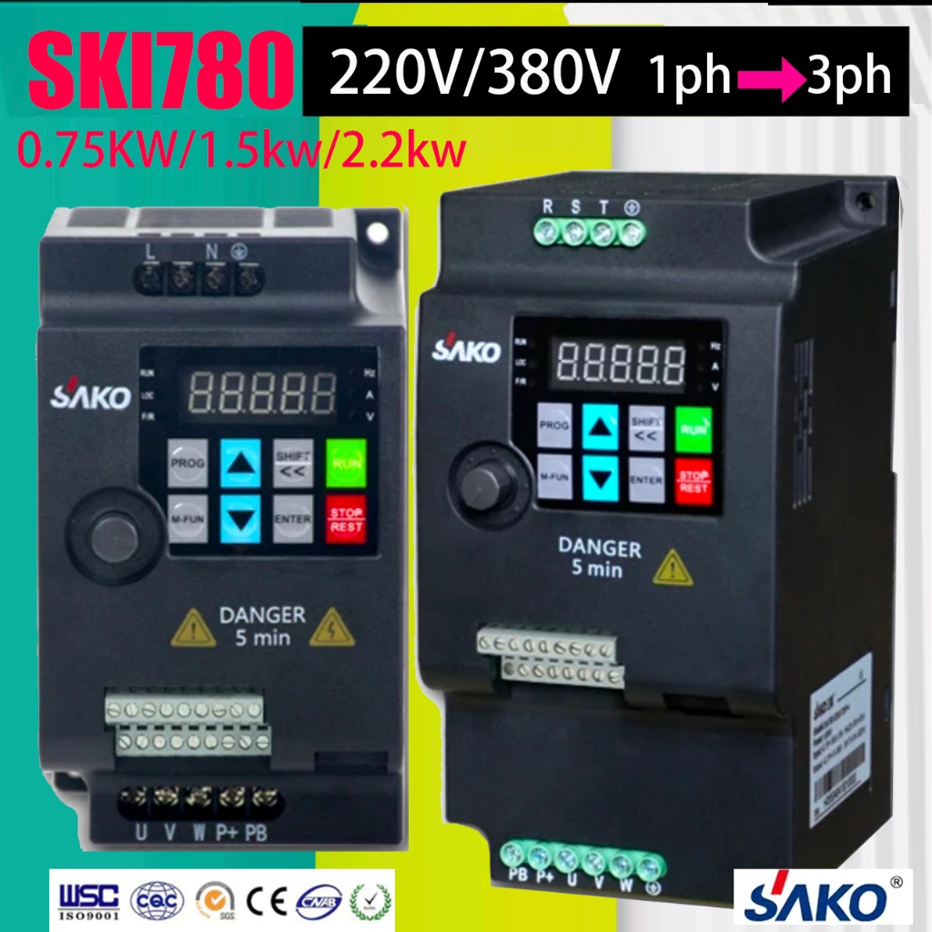 SAKO SKI780 Mini VFD อินเวอร์เตอร์แปลงความถี่ตัวแปลงสําหรับมอเตอร์ 0.75/1.5/2.2Kw 220V To 3 เฟส 220V 380V