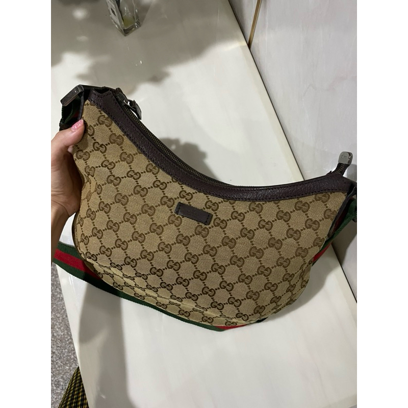 ของแท้ Vintage Gucci Monogram Hobo Sling Bag/Messenger