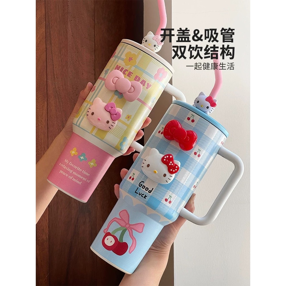 O.Oui | Ice Cream Thermo Cup แก้วเก็บความเย็นพร้อมตุ๊กตาติดแก้วคิตตี้