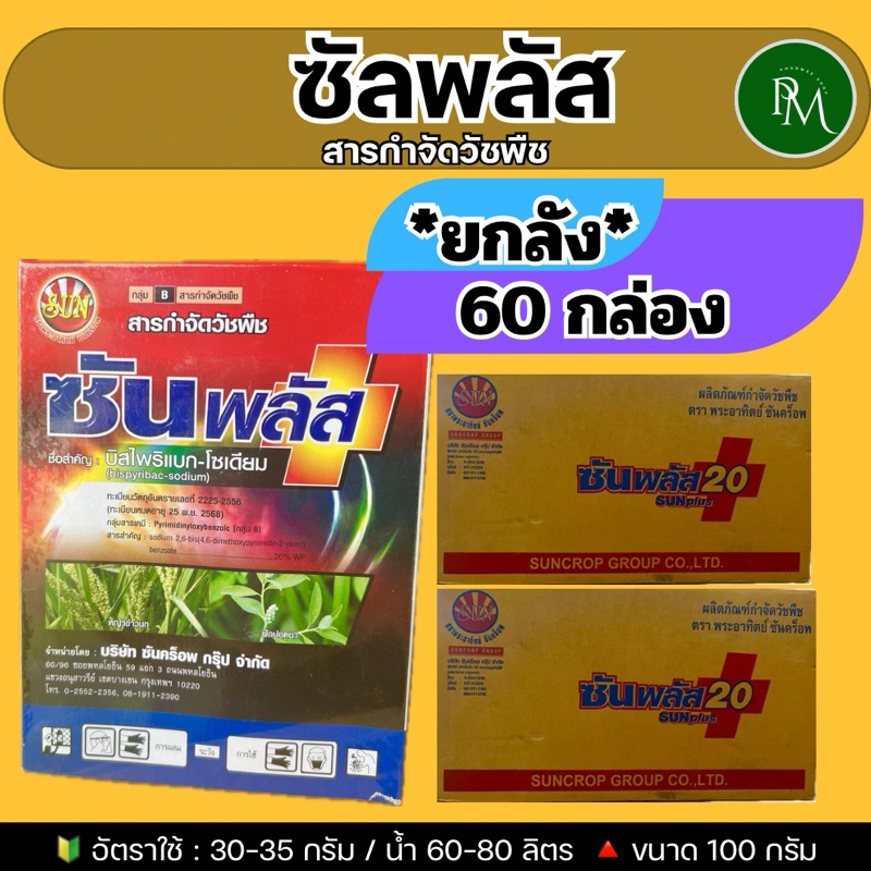 ซันพลัส 100 กรัม (ยกลัง 60 กล่อง)**กดสั่งครั้งละ 1 ลัง**ยากำจัดวัชพืชใบแคบ(ลิเก กระดูกไก่ หญ้าแดง หญ้าปล้อง)