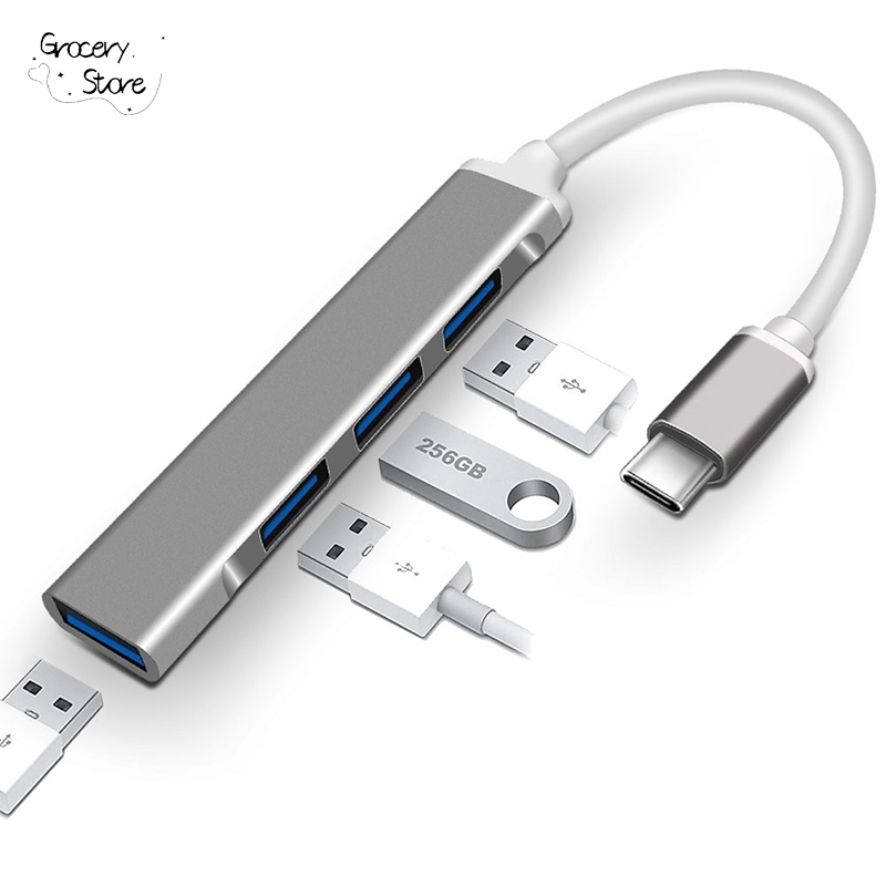 Grocery Store USB HUB ความเร็วสูง 4 พอร์ตฮับ USB 3.0 Type-C HUB Adapter ไม่ต้องติดตั้งไดร์เวอร์