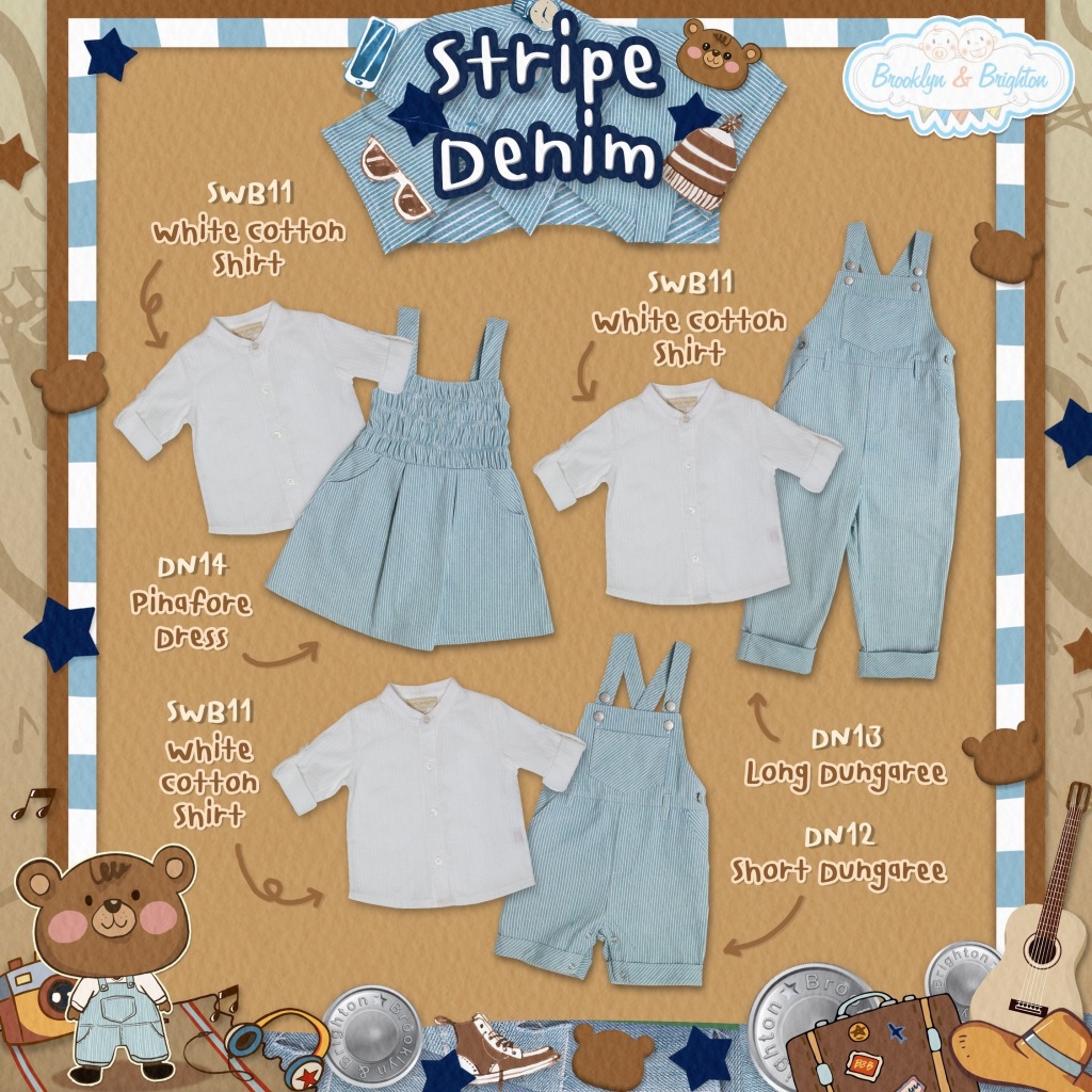 Brooklyn & Brighton - Stripe Denim Romper & Dungaree