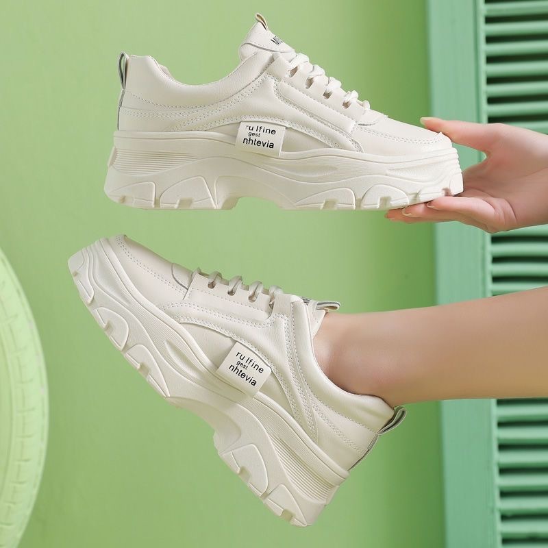 DV จัดส่งจากกรุงเทพฯ (48 ชั่วโมง) รองเท้าผ้าใบเสริมส้น แบบผูกเชือก รองเท้าผ้าใบแฟชั่น วัสดุเกรดดี   เสริมส้น 5ซม. - รูปที่ 6