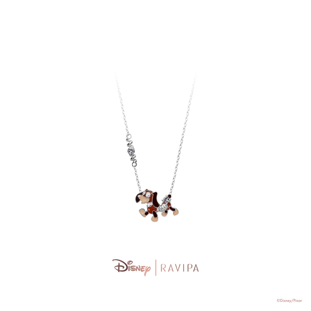 Ravipa | Silver Slinky Dog Necklace (CZ Diamond)