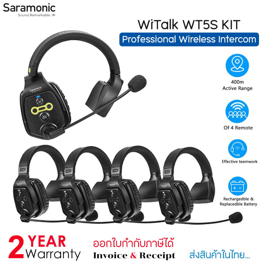 SARAMONIC WiTalk WT5S Kit (single-ear) Professional Wireless Intercom ชุดหูฟังระบบ Head-Mounted Inte