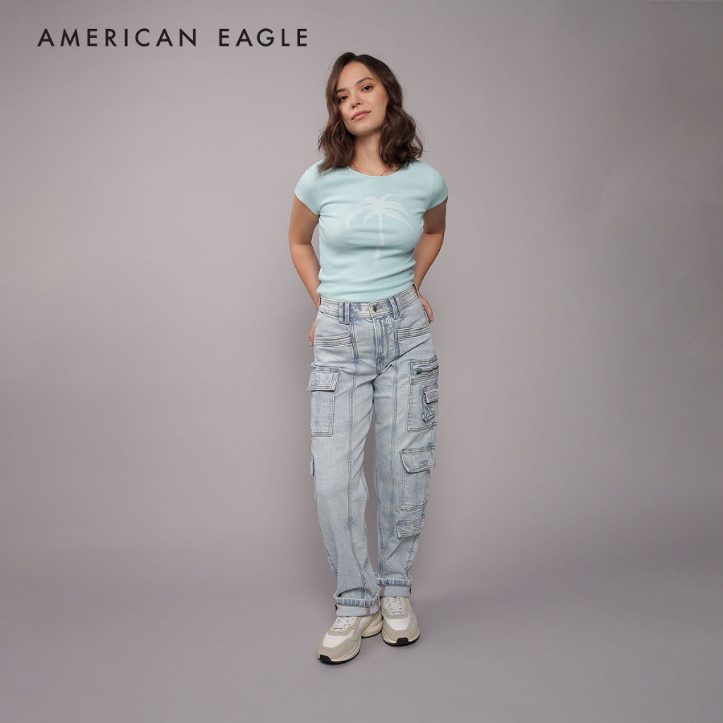 American Eagle Hey Baby Graphic Tee เสื้อยืด ผู้หญิง กราฟฟิค (NWTS 037-9512-404)