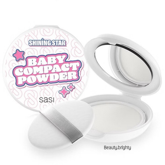SASI Shining Star Baby Compact Powder 8.5g แป้งเด็กอัดแข็ง เนื้อสีขาวบางเบา