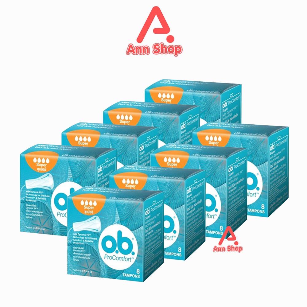O.B. ผ้าอนามัย แบบสอด ProComfort รุ่น Super มามาก 8 ชิ้น [8 กล่อง] OB Pro Comfort โอบี