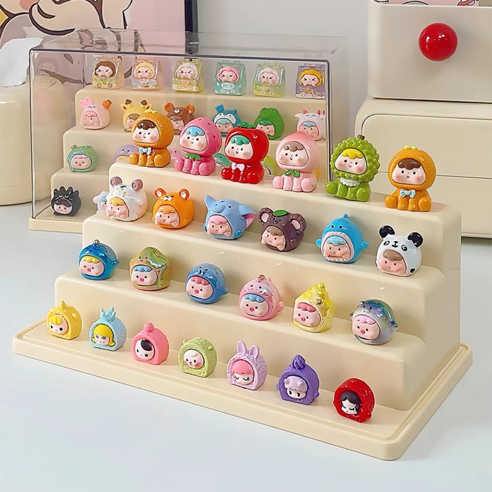 กล่องใส่โมเดล กล่องใส่ art toy กล่องใส วางซ้อนได้4 ชั้น มีสองสีให้เลือก ตุ๊กตาของสะสม ที่เก็บของสะสม popmart