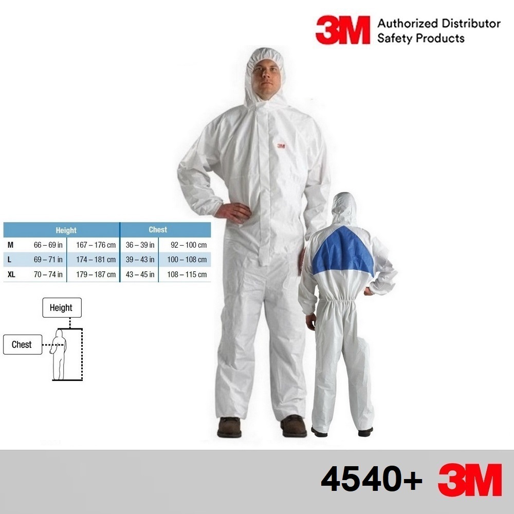 3M 4540+ Coverall ชุดป้องกันสารเคมีและฝุ่นละออง พร้อมช่องระบายอากาศ
