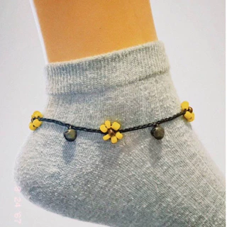 [🇹🇭พร้อมส่งจากไทย]สร้อยข้อเท้าเชือกเทียนถักลายดอกทานตะวัน 🌻