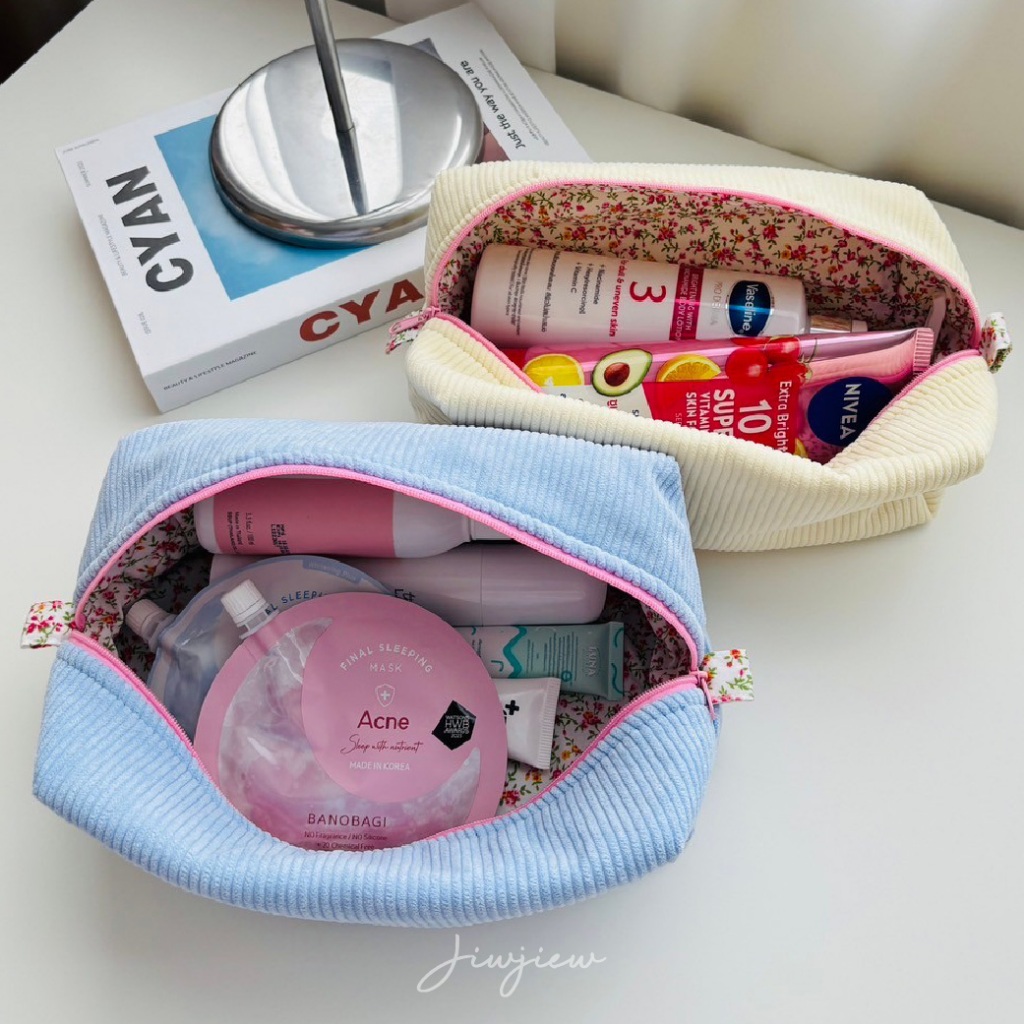 Jiwjiew I Cosmetics Bag (Size L) กระเป๋าใส่เครื่องสำอางค์ลูกฟูกใบใหญ่ กระเป๋าใส่ของจุกจิก