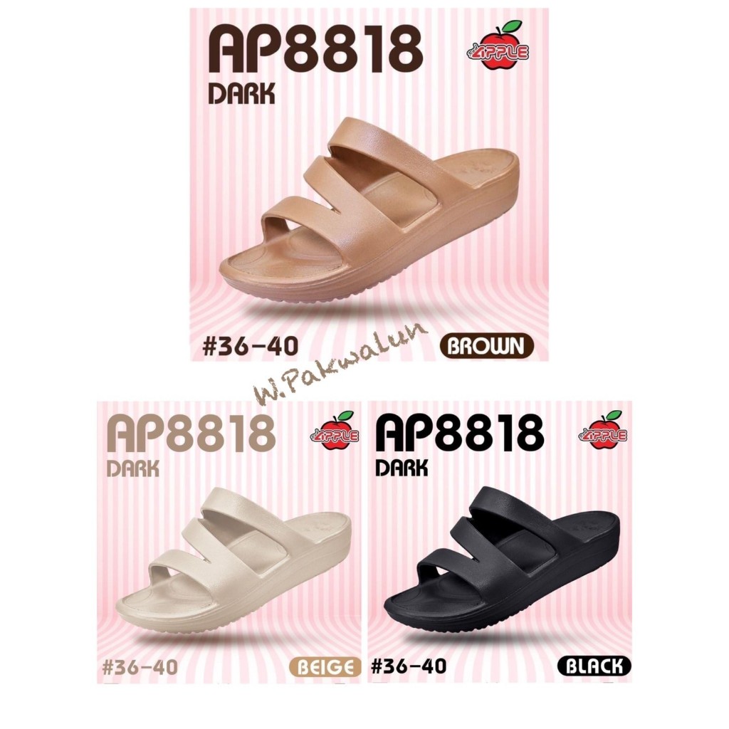 (ลูกค้าใหม่ 1 บาท)Red Apple รองเท้ายี่ห้อ เรดแอปเปิ้ล รุ่น​ AP-8818 ของแท้ รองเท้าแตะสวมผู้หญิง สายคาดหูไขว้ (36-40)