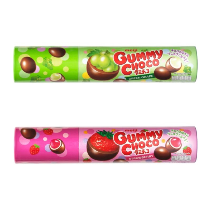 Meiji Gummy Choco Strawberry/Green Grape กัมมี่ ช็อกโก คอนเฟคชั่นเนอรี่ ตราเมจิ (50ก.)