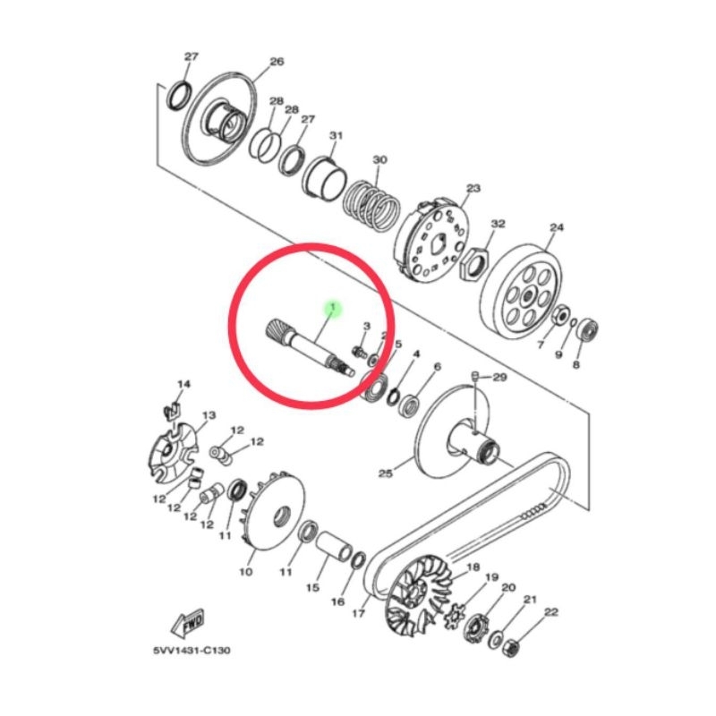 เฟืองครัช แกนเฟืองครัช ของแท้ศูนย์ รหัสสินค้า 4C9-E6111-00 รุ่นรถ ฟีโน่ Finoตัวเก่า Finoคาบู mio(new