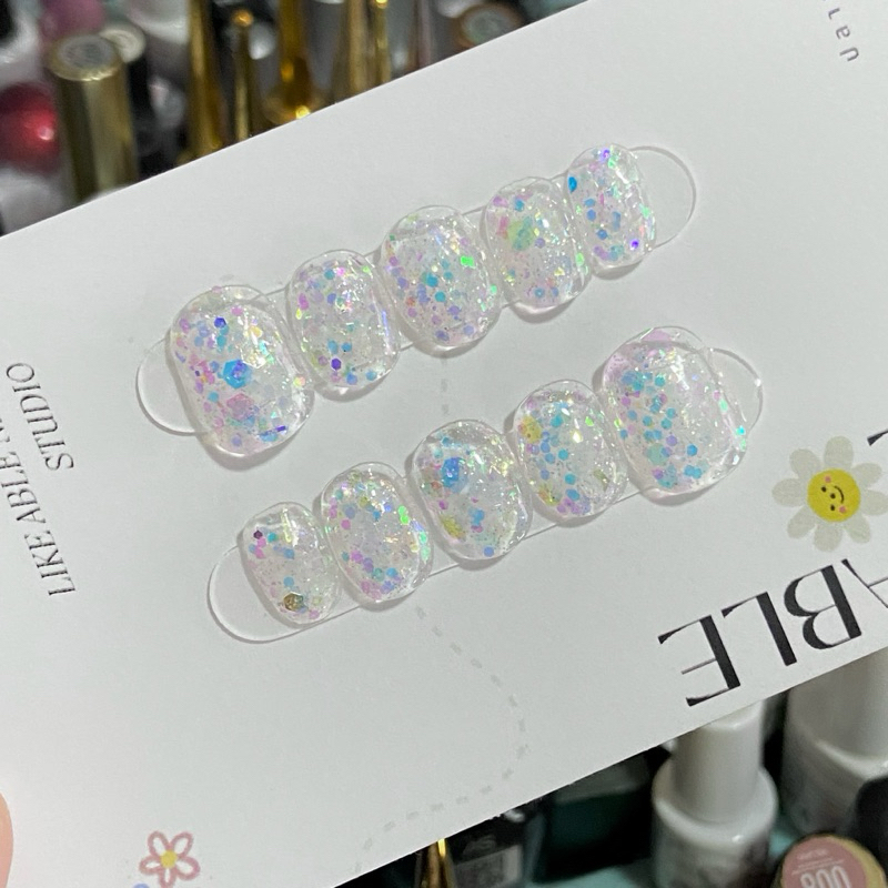 เล็บเจลแท้ราคาถูก ลายกลิตเตอร์หิมะ(พร้อมส่ง)
