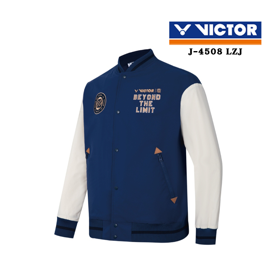 VICTOR เสื้อกีฬาแบดมินตันแขนยาว เสื้อแจ็คเก็ตกีฬาแขนขาว รุ่น J-4508 LZJ