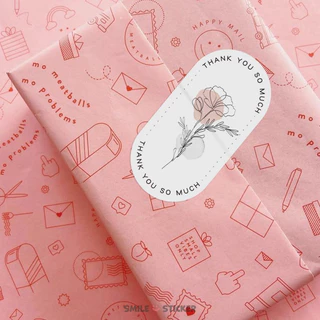 [พร้อมส่ง] สติ๊กเกอร์ขอบคุณ แพ็ก 100 ดวง ขนาด 3x6 cm ติดกล่อง ถุงขนม ถุงคุกกี้ ของชำร่วย