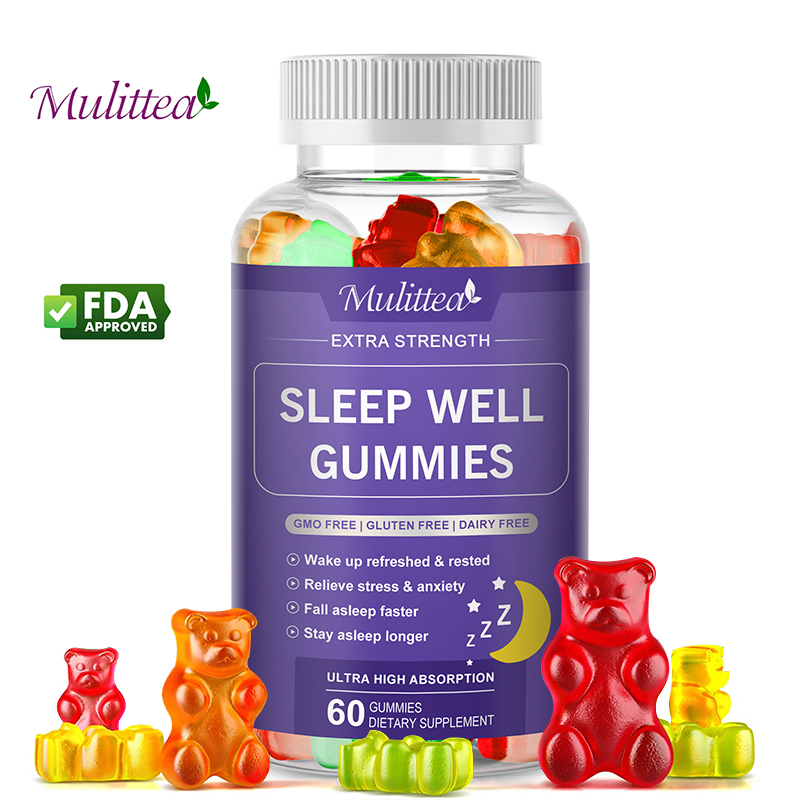 Mulittea sleep well สลีป เวล กัมมี่ ช่วยให้นอนหลับสบาย ช่วยลดความเครียด ผ่อนคลายอารมณ์ 60 ชิ้น