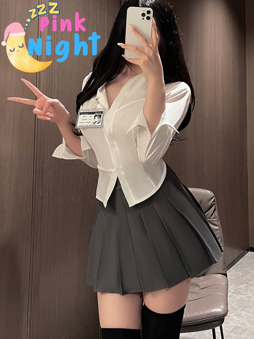 PINK NIGHT ชุดคอสเพลย์ ชุดนักเรียน เสื้อ sexy 💞ไซต์ M-5XL นน 40-100 kg พร้อมป้ายชื่อนักเรียน ส่งไว ส่งเร็ว P-886
